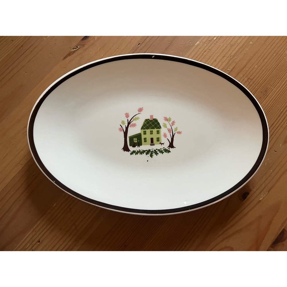 Vintage Edwin M Knowles Oval Platter Colonial House Cottagecore Grandmillennial